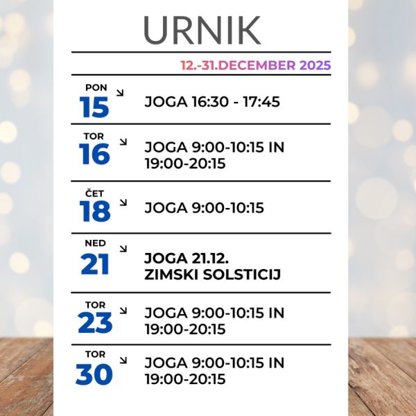 Vadbe joge v decembru-urnik